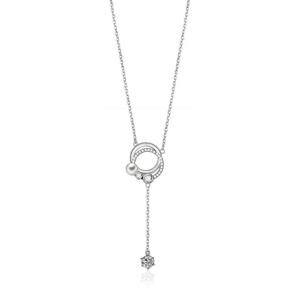 Double Ring Drop CZ Pendant